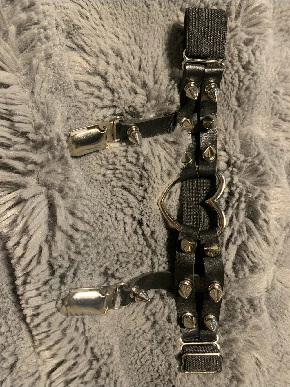 Black Heart Studded Garter Straps - Women Accessories